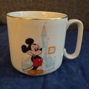 Disney Vintage Mickey Mouse White with Gold Trim Mug